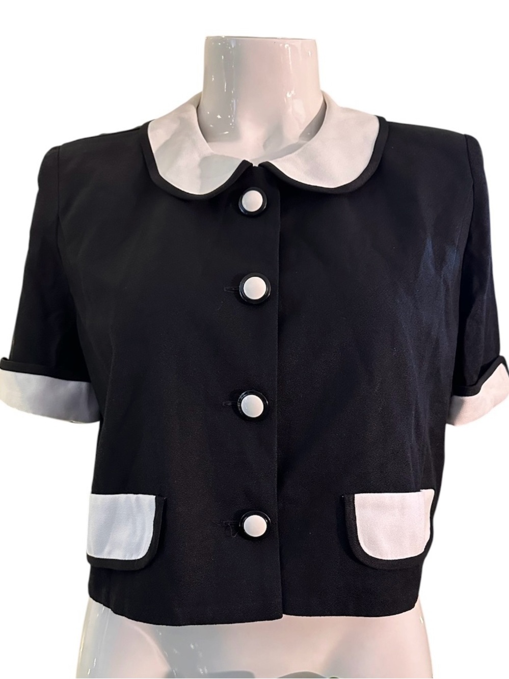 Vintage Black and White Cropped Blazer